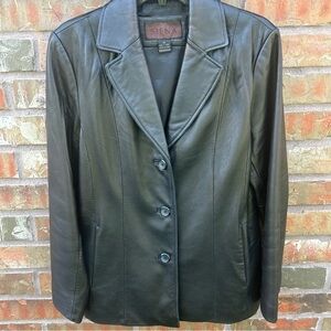 Genuine Leather Siena Black Blazer Business